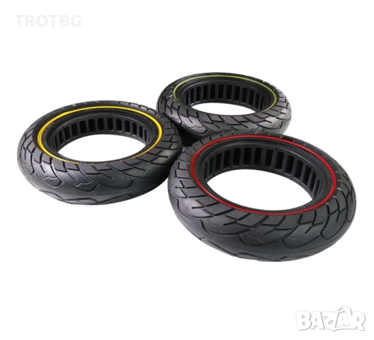 Плътна гума 10x2.5 инча Honeycomb с червен ринг за Ninebot Max G30, Xiaomi Mi4 и Zero 10, снимка 4 - Други спортове - 52527809