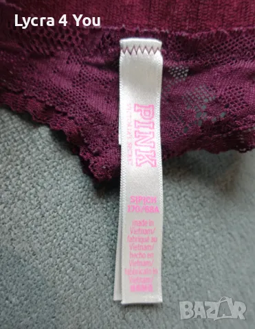 PINK by Victoria's Secret S дантелена дамска танга в бордо, снимка 6 - Бельо - 49250974