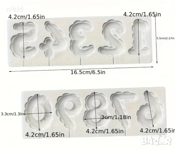 цифри числа балони балончета силиконов молд форма фондан шоколад гипс декор, снимка 4 - Форми - 52149921