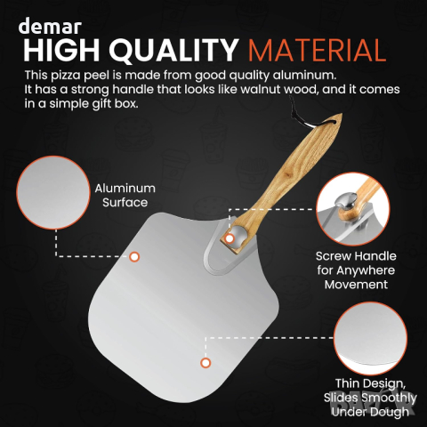 MYOTTPRO Алуминиева кора за пица, Включен скрепер и четка, снимка 3 - Други - 44514706