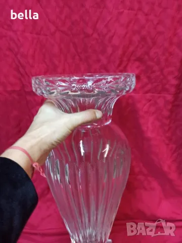 Кристална масивна висока ваза репродукция на Baccarat -Музея на стъклото 8 кг , снимка 6 - Антикварни и старинни предмети - 48812608
