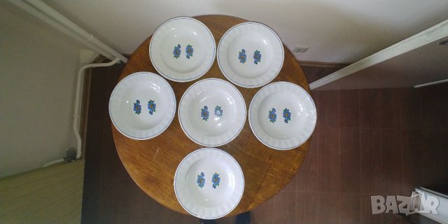 6 бр. чинии за супа със син кант, снимка 2 - Чинии - 39921111