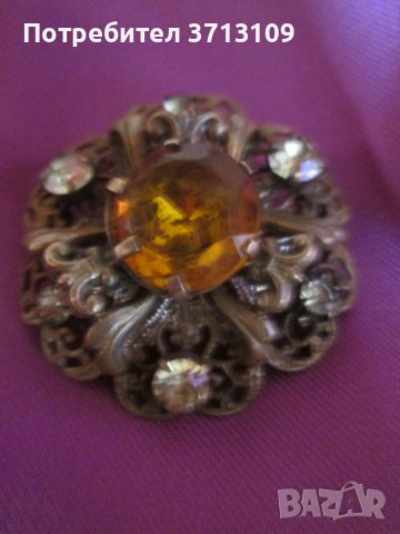 Брошка Bohemia бронз и кристали, снимка 3 - Други - 42456463