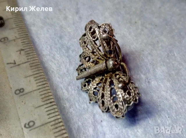 СТАРА КРАСИВА ФИГУРАЛНА ФИЛИГРАННА ПОСРЕБРЕНА БРОШКА ПЕПЕРУДА от БЛАГОРОДНА СТОМАНА 31413, снимка 5 - Антикварни и старинни предмети - 48467999