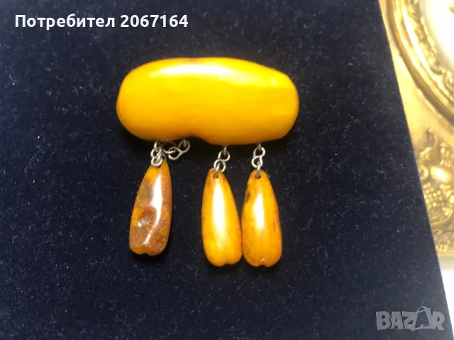 Стара кехлибарена брошка, снимка 10 - Колекции - 49509760