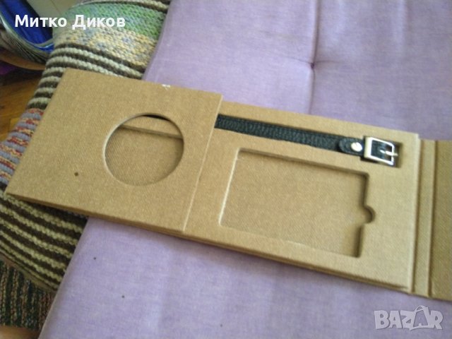 Каишка за часовник нова естествена кожа 23см дж 12мм ширина женска в подаръчен калъф промазан плат 