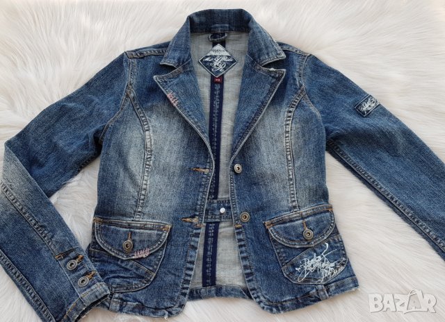 Дамско дънково яке размер ХS - S, снимка 2 - Сака - 33986376