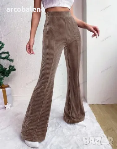 Дамски кадифени панталони с висока талия, 6цвята , снимка 6 - Панталони - 48443784