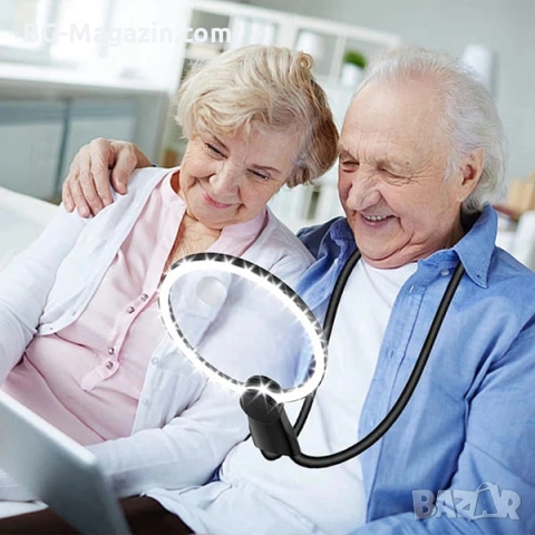 Голяма увеличителна лупа за врат с LED осветление за бродиране шиене гоблени четене настолна, снимка 9 - Други инструменти - 53032039