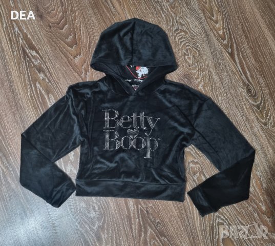 Черен суичър кадифе Betty Boop-30лв.НОВ, снимка 1 - Суичъри - 38435031