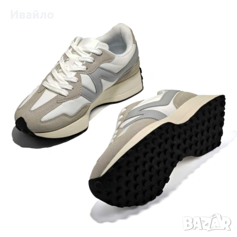 Дамски маратонки в бяло и сиво с платформа, снимка 3 - Маратонки - 53892199