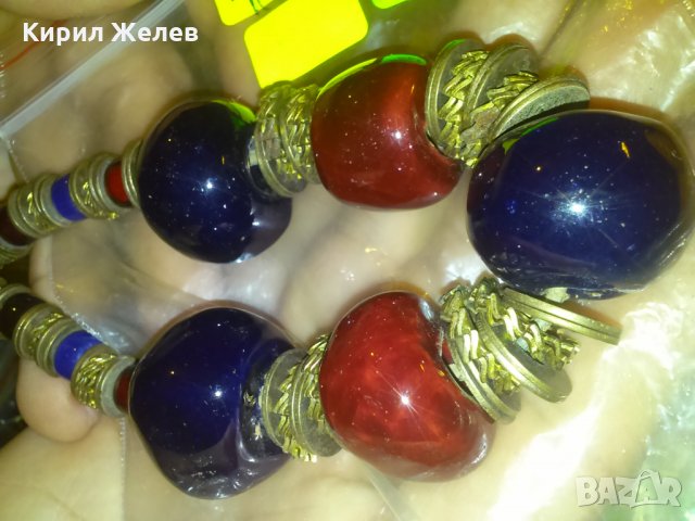 СТАРИННО КОЛИЕ БРОНЗ и МУРАНО ВЕНЕЦИАНСКО СТЪКЛО УНИКАЛНА РЪЧНА ИЗРАБОТКА 4001, снимка 6 - Колиета, медальони, синджири - 29637436