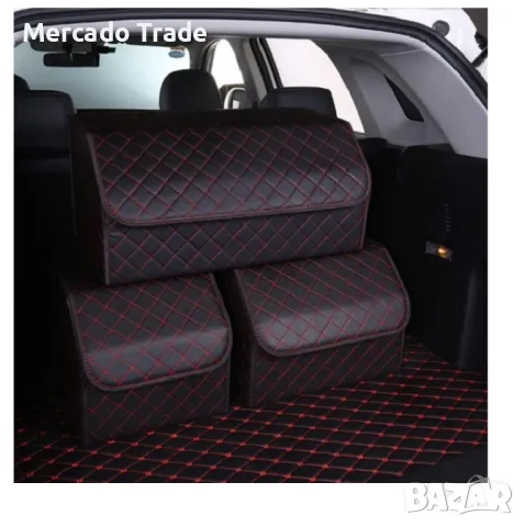 Луксозен кожен органайзер Mercado Trade, Сгъваем, С червен шев, снимка 5 - Аксесоари и консумативи - 49889384