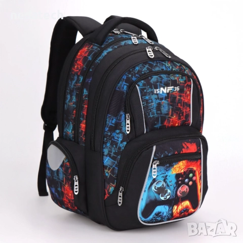 Ученическа раница Gamer 15NF36, Черен, 30x19x45см., снимка 2 - Раници - 51530103