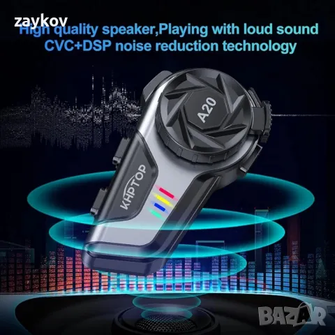 Високоговорители за мотоциклетна каска, Bluetooth слушалки, CVC и DSP, намаляване на шума, снимка 6 - Bluetooth слушалки - 48132358