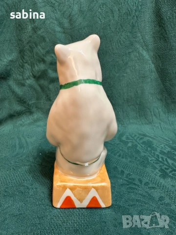 Статуетка „Циркова мечка с акордеон“, Дулевски завод (Дулево), СССР, 1970-те години., снимка 3 - Колекции - 52974470