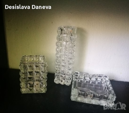 НОВ Ретро стъклен комплект за декорация на холна маса , снимка 2 - Декорация за дома - 37387934