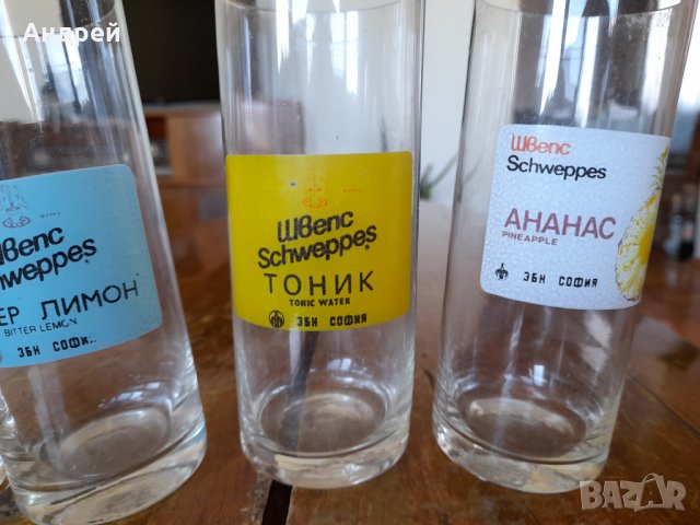 Стара колекция стъклени чаши Швепс, снимка 3 - Колекции - 42076352