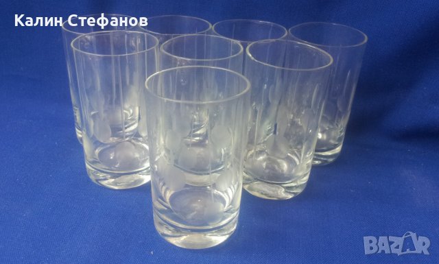 Ретро ракиени чашки 8 бр, ръчна гравюра , снимка 1