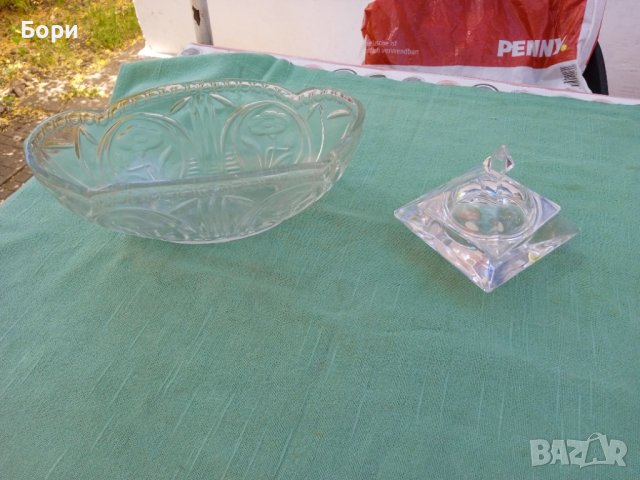 Стъклена купа и бонбониера, снимка 1 - Други - 36802820