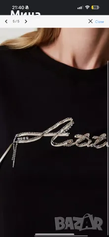 Черна тениска Twinset Actitude, снимка 5 - Тениски - 48936127