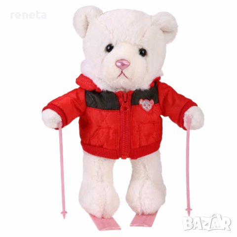 Играчка Мече-скиор, Плюшена, Червено яке, 32 см, снимка 1