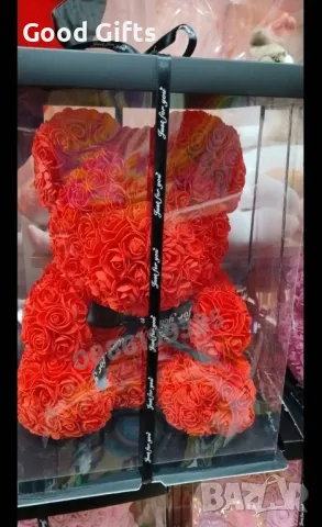 Мече от рози, 25см Червено/Розово/Шарено, снимка 5 - Други - 49168458