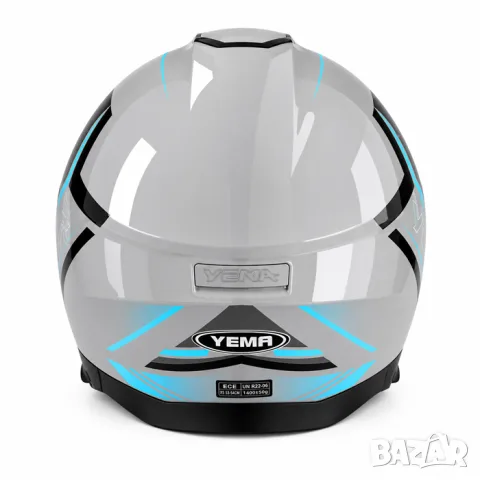 Отворена мото каска YEMA ECE R22.06 с два визьора сиво и синьо, снимка 3 - Аксесоари и консумативи - 55865690
