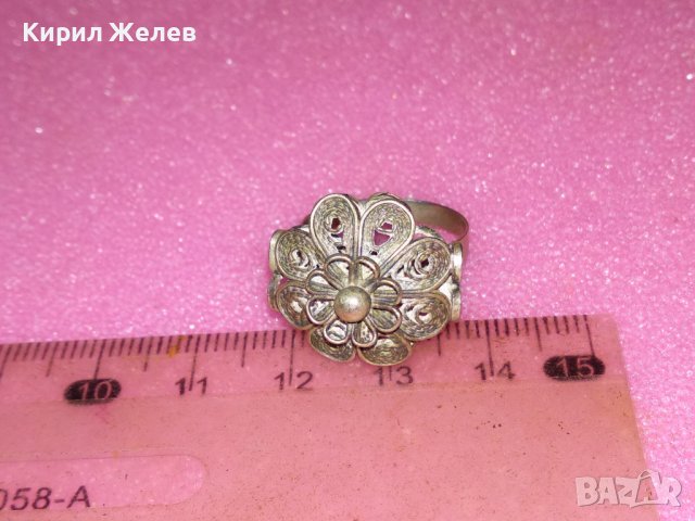 СТАРИНЕН ФЛОРАЛЕН ФИЛИГРАНЕН СРЕБЪРЕН ПРЪСТЕН ВИСОКА ПРОБА СРЕБРО МАЙСТОРСКА РЪЧНА ИЗРАБОТКА 32551, снимка 11 - Антикварни и старинни предмети - 44394242