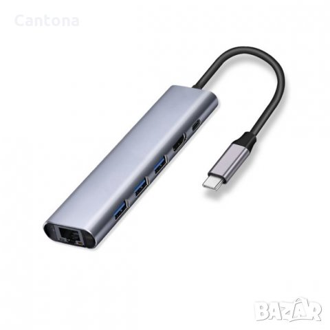 USB Type-C Hub 6 в 1, 3xUSB 3.0, HDMI, 1000 Mbit LAN, Type C, PD - 65 W, снимка 2 - Други - 34230687