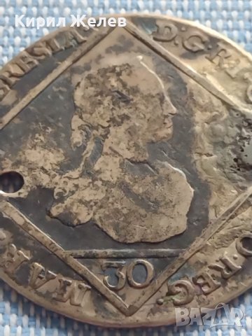 Сребърна монета 30 кройцера 1765г. Мария Терезия Прага Бохемия 26755, снимка 2 - Нумизматика и бонистика - 42887546