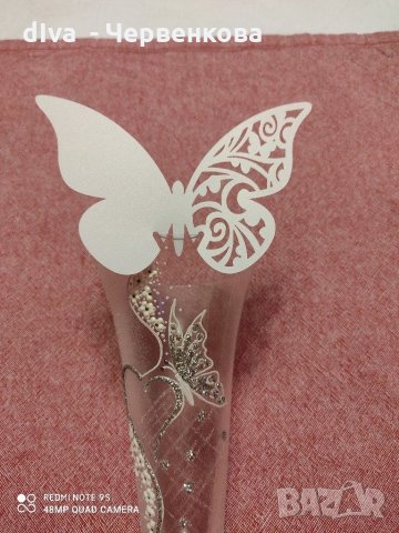 Тейбъл картичка - пеперуда, за чаши /вариант 1/, снимка 2 - Сватбени аксесоари - 27892308