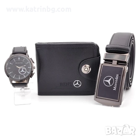 Комплект колан , портфейл и часовник-Мерцедес| Подарък за мъж, снимка 1