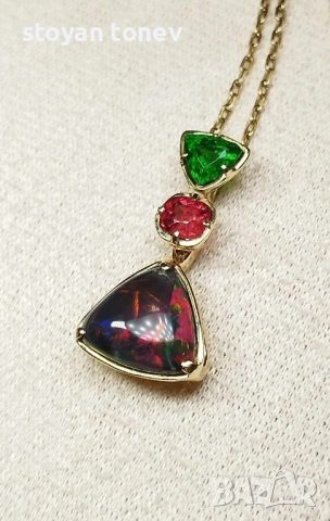 Black Opal Pendant – реверсивен медальон с невероятен черен опал! , снимка 9 - Колиета, медальони, синджири - 54085849