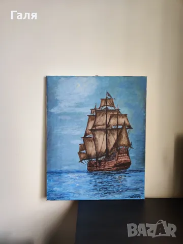 Корабът - маслена картина, снимка 3 - Картини - 49367367