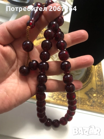 Стара червена броеница, снимка 4 - Антикварни и старинни предмети - 52214045