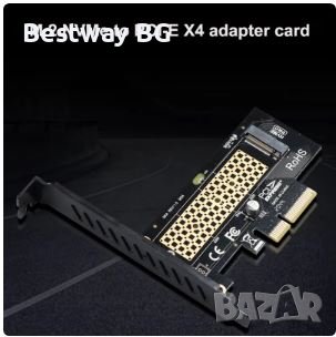 M.2 NVME SSD to PCIe   X1 or X4.0, 64Gbps M-Key PCIe4.0 X1, or X4 Adapter for Desktop, снимка 6 - Кабели и адаптери - 39987791