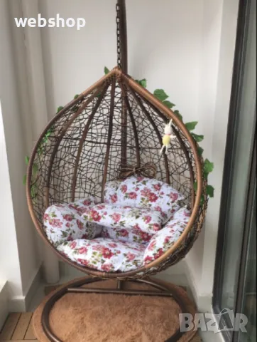 Луксозен Висящ стол за градина, Dajar, Ратан/Метал/Полиестер, снимка 12 - Градински мебели, декорация  - 50343405