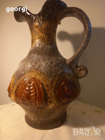 Немска керамична кана ваза ръчна изработка , снимка 2 - Вази - 35355412