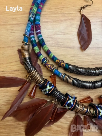 Колие с обеци, снимка 3 - Бижутерийни комплекти - 52973585