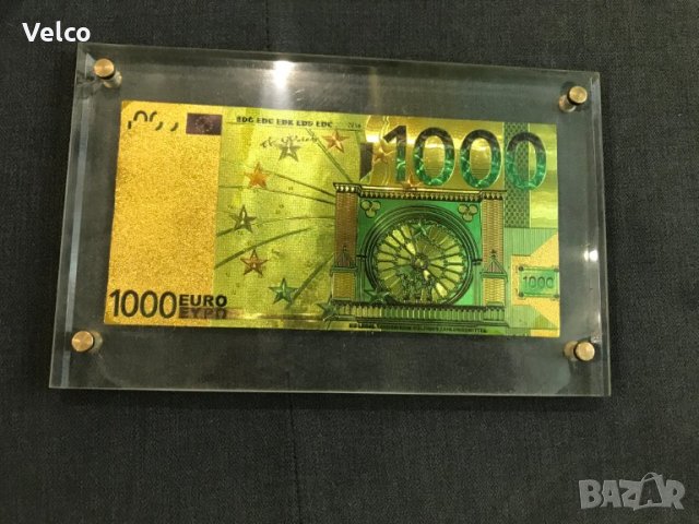 позлатена банкнота от 1000 евро ПЛАКЕТ