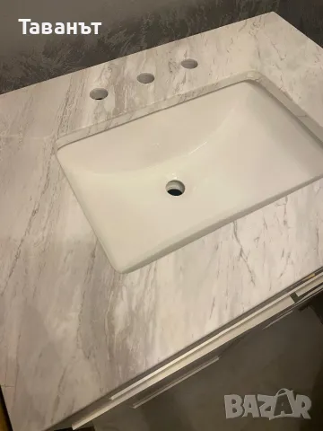 Нов шкаф за баня с мраморен плот, огледало, смесител, снимка 5 - Шкафове - 48027643