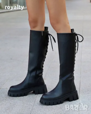 Равни ботуши - Кожа, снимка 3 - Дамски ботуши - 49534162