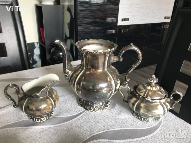 Немски костен порцелан посребрен ,1900г 