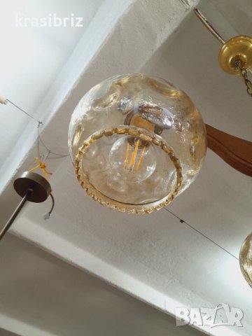 Абажур Дърво и Стъкло внос от Германия , снимка 4 - Полилеи - 42779961