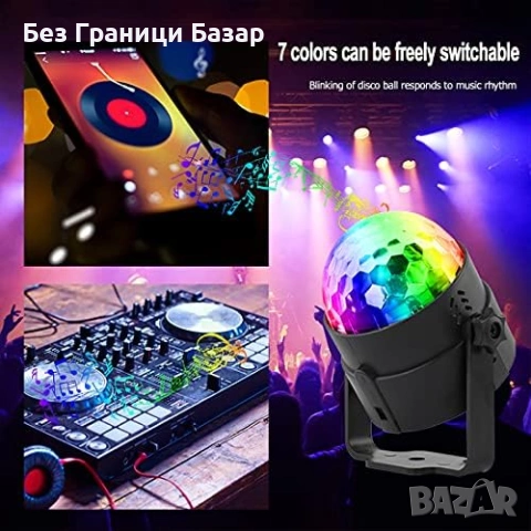 Нова топка прожектор Парти LED диско светлина RGB 360° с дистанционно управление, снимка 4 - Други - 53260840