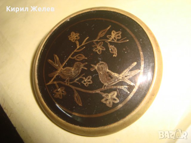 СТАРА РИСУВАНА ЕМАЙЛИРАНА РЯДКА БРОШКА АРТ-ЗНАЧКА ПТИЧКИ 24446, снимка 2 - Антикварни и старинни предмети - 33962662