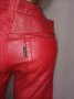 М Червен кожен тричетвърти панталон, снимка 4