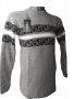 Плетен сив пуловер със черно-бял акцент, снимка 1