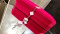 Van Cleef & Arpels VCA 5 Motifs Silver Pink Opal Vintage Alhambra Дамска Гривна, снимка 5